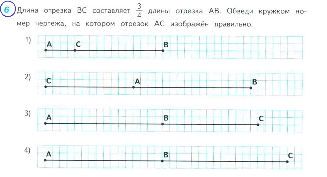 Закрась кружки с номерами отрезков которыми можно