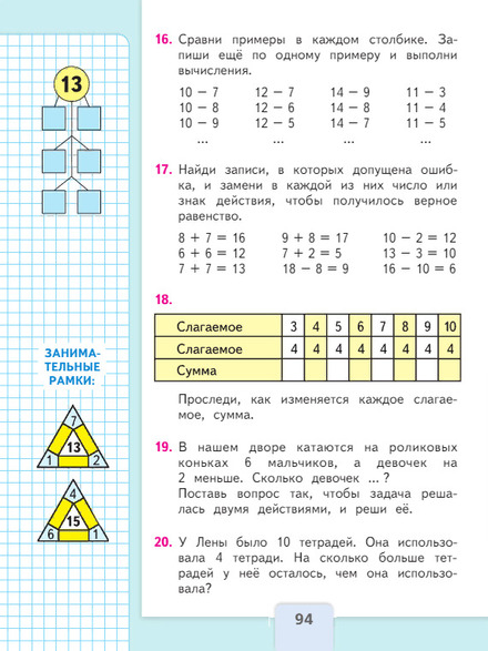 Математика 1 класс учебник Моро 2 часть страница 94